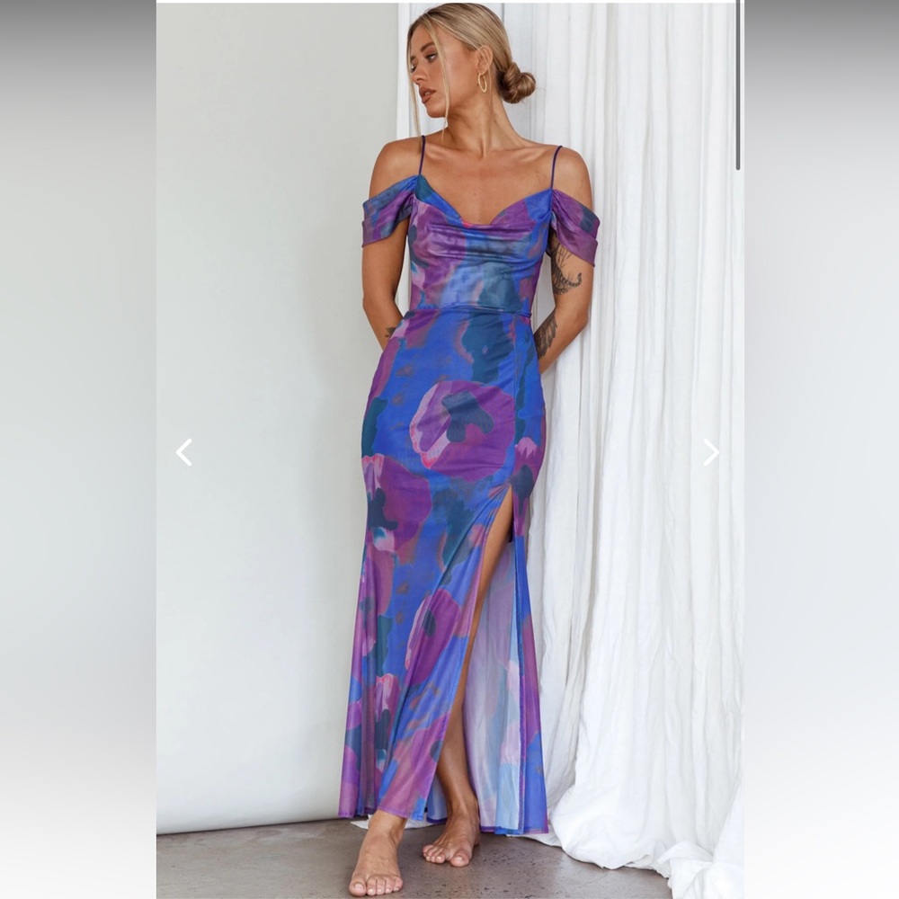 Saints & Secrets ARCADIA OFF-SHOULDER SLEEVE MIDI DRESS